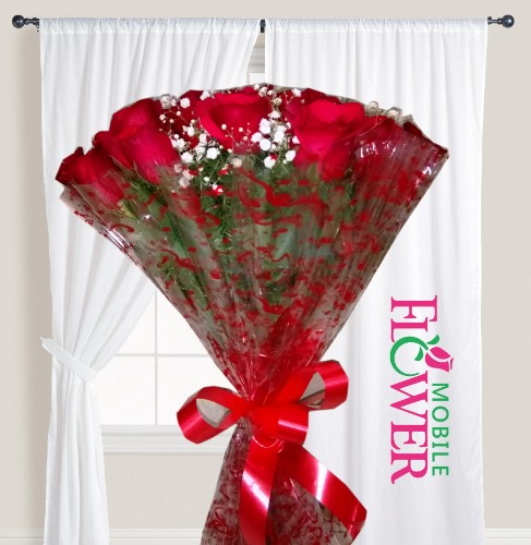 20 red roses bunch / mobile flower pune